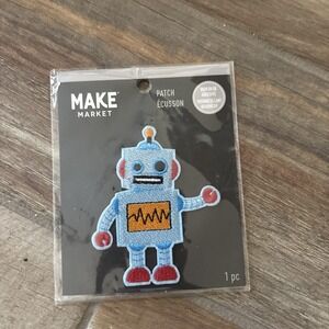 ROBOT IRON ON PATCH 3.125" Blue Red Kids Clothes Backpack Hat Jacket Make Market